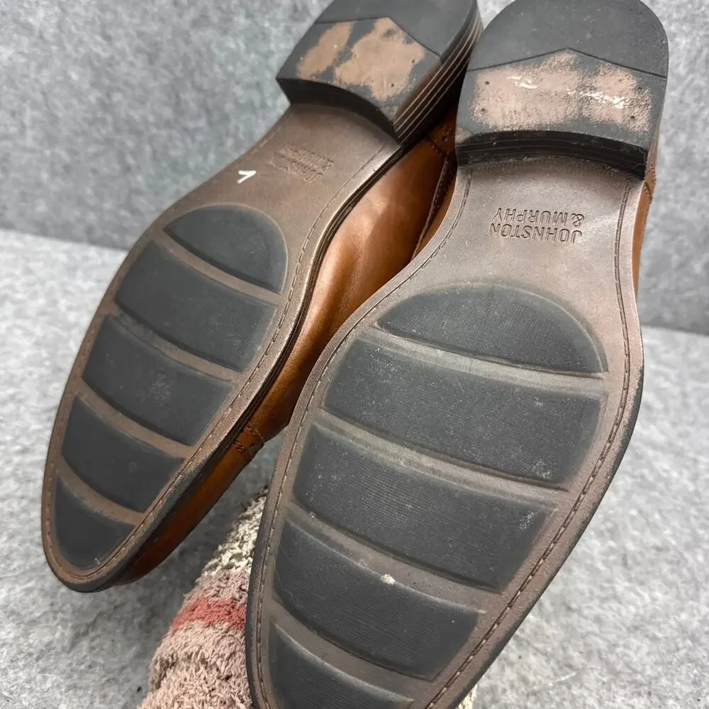 Johnston & Murphy Lewis Cap Toe Brown Leather Dress Oxford Shoe Men 10 M